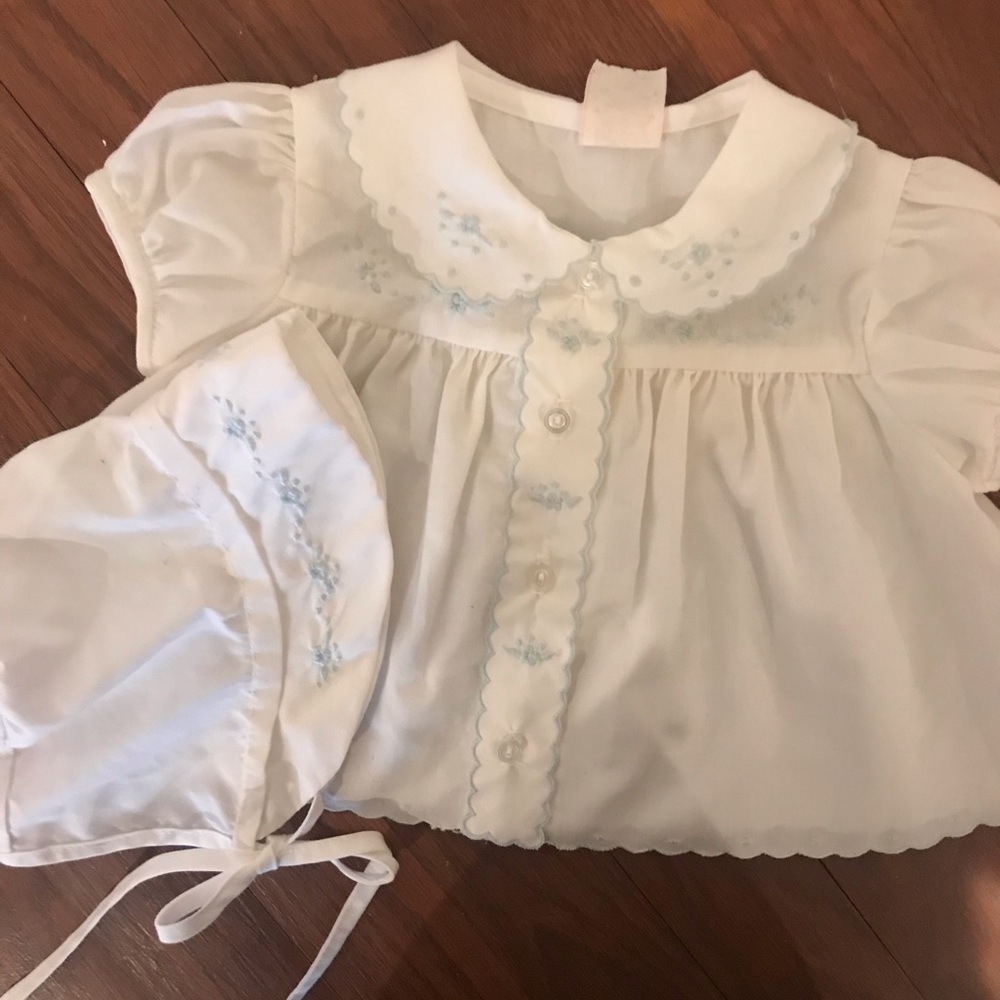 Vintage Baby Dress and Bonnet 3mon